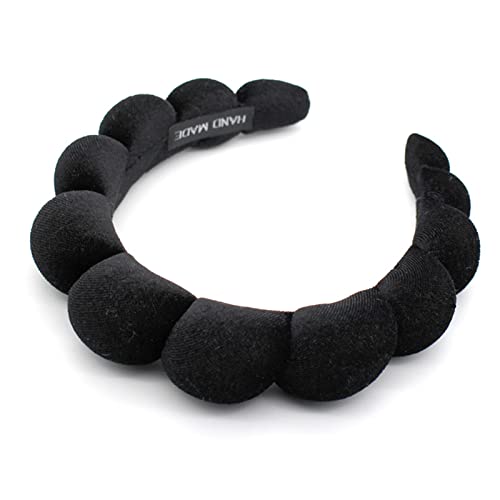 Fashion Headbands for Women Padded Fabric Hair Bands Wide Velvet Non Slip Headband Hair Accessories for Women Girls, Black - color: Black-1
