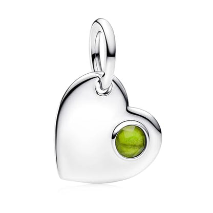 Birthstone Charm, Heart Charm Pendant Dangle with CZ, for Anniversary Birthday Mothers Valentines Day Christmas Graduation, for Yourself Family Mom Friend Girlfriend Sister Grandma - style: Aug.