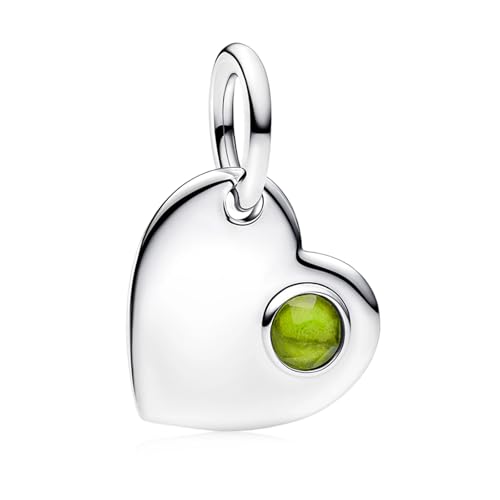 Birthstone Charm, Heart Charm Pendant Dangle with CZ, for Anniversary Birthday Mothers Valentines Day Christmas Graduation, for Yourself Family Mom Friend Girlfriend Sister Grandma - style: Aug.