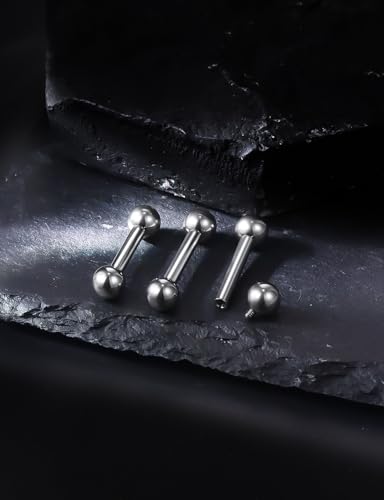 2G 4G 6G 8G 10G 12G 14G 16G Astm F136 Titanium Internally Threaded Nipple Tongue Rings Piercing Jewelry Industrial Straight Barbell Tongue Nipple Ring Bridge Piercing Jewelry For Women Men - size: 10 Gauge-16MM