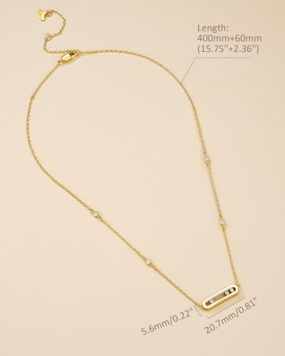 SNGIA 18K Gold Plated Stackable Adjustable Curved Horizontal Bar with CZ Pendant Necklace For Women by SNGIA, Dainty Drop Layered Trendy Birthstone Gemstone Charm Statement Jewelry Gifts, Bohemian Vintage Handmade Unique Cute Thin Skinny Dainty Chain Bead