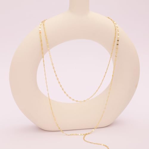 Lariat Necklace for Women, Dainty Long Necklaces, 14k Gold/Silver Plated Y-Shaped Drop Chain Necklace, Simple Layered Necklaces, Trendy Jewelry Gifts - style: Double Lip Chain-Gold