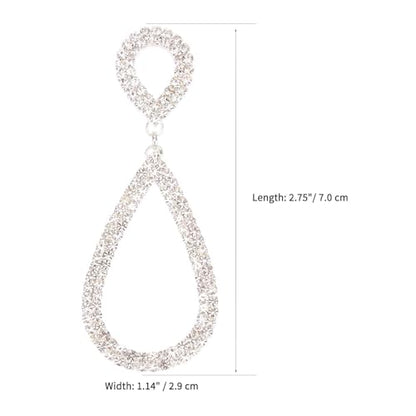 Rhinestone Teardrop Dangle Earrings Sparkly Wedding Jewelry - color: Silver
