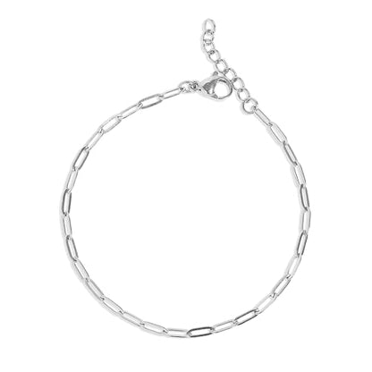 DESTIN Jewelry 18K Gold Plated Paperclip Chain Necklace, 2.5-6.5mm | Waterproof, hypoallergenic and tarnish-resistant adjustable stainless steel layering chain for women. - color: Stainless Steel, size: 7", style: 2.5 MM