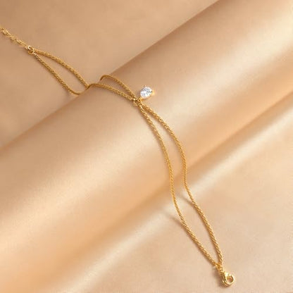 Robaice Ankle Bracelets for Women, 14K Gold Plated/Silver Layered Anklets | Waterproof Adjustable Anklet for Women, Summer Beach Anklet, Glitter Jewelry for Women Gifts - color: Gold-5
