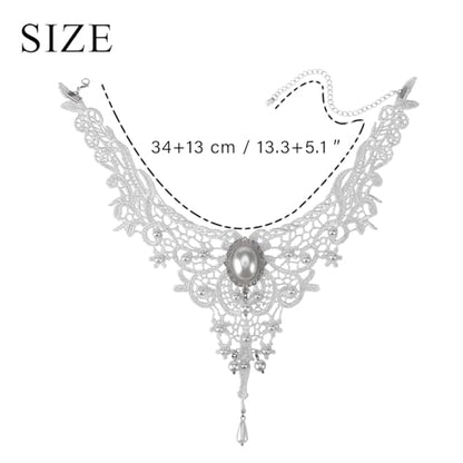 MILAKOO Lace Tattoo Choker for Women Elegant Goth & Elegant Necklace Collarbone Pearl Pendant Collar - color: White A
