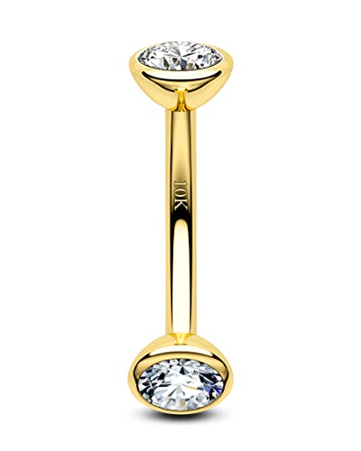 Solid Gold Rook Earrings Yellow Gold Eyebrow Rings 16g Real Gold Rook Piercing Jewelry 8mm 10K Curved Eyebrow Piercing 10Kt Gold Rook Barbell - style: 8mm