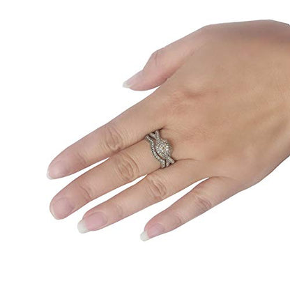 Stainless Steel Rings for Women Infinity Wedding Set Round CZ Cubic Zirconia Halo Engagement Bridal Jewelry Set
