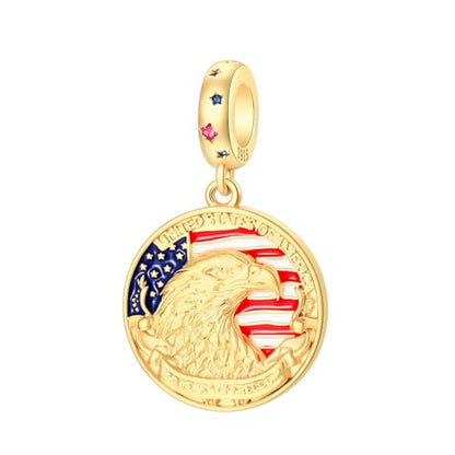 LUXILLA Love You Best Friend Grandma Wife Heart Charm 925 Sterling Silver Charms Fit for Bracelets Necklace Jewelry Gift for Women - color: Eagle 250th Anniversary Charm
