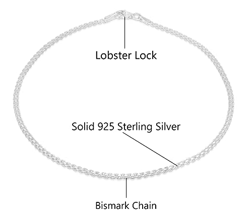 Savlano 925 Sterling Silver 9, 10 Inches Chain Anklet for Women Comes With a Gift Box - style: Bismark