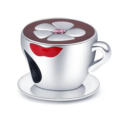Flower Crab Orca Birthday Athlete Family Tree Safety Chain Cat Dog Bead Pendant 925 Sterling Silver Dangle Compatible With Pandora Moments Charm Bracelet - style: Coffee Espresso Capuccino Flower Drink Lipstick Love