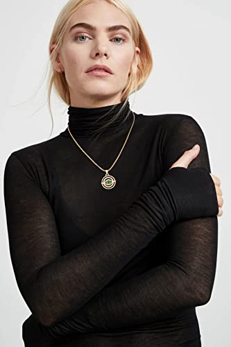 NUZON Sunburst Heart / 2-Tone Interlocking/CZ Evil Eye/Single Pearl/Love Heart Pendant Necklace for Women 14K Gold Chain Necklace Chunky Statement Jewelry - color: Evil Eye