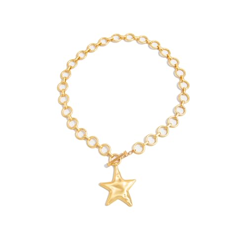 Big Star Necklace Chunky Necklace for Women Boho Thick Chain Statement Necklace Trendy Large Star Pendant Necklace Bold Vintage Chunky Jewelry - style: 2 - G