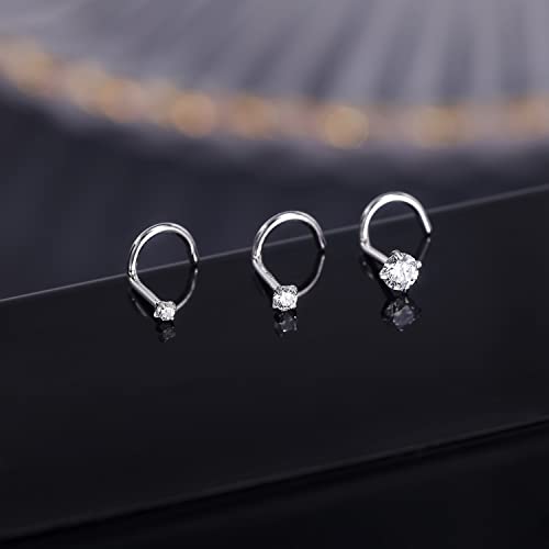 PunkTracker 20g 14K Real Gold Nose Rings CZ Simulated Diamond Nose Studs | Hypoallergenic Nostril Nose Piercing Jewelry for Women Men - color: 3pcs, 1.5/2/3mm, screw