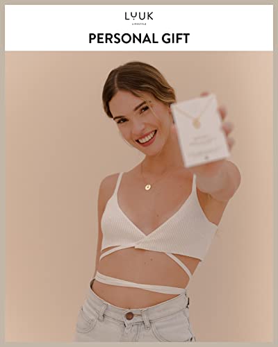 LUUK LIFESTYLE Stainless steel necklace with pendant and HAPPINESS card, 20” adjustable length, lucky charm, friendship chain, Valentine's Day gift, birthday, women's jewelry, silver, gold, rosegold - color: Silver, size: Moon and Stars