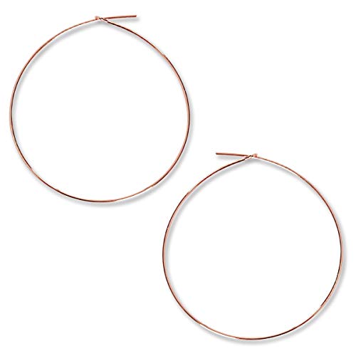Thin Hoop Earrings for Women - Lightweight Wire Threader Loop Drop Dangles | Plated in 18K Gold or 925 Sterling Silver, Hypoallergenic and Safe for Sensitive Ears - color: 18K Rose Gold Plated - 2" inch