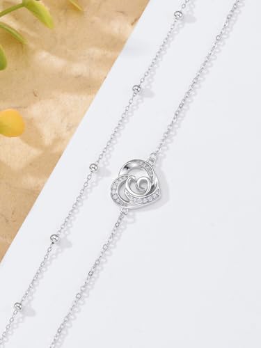 Dorunmo Initial Anklet 925 Sterling Silver Letter A-Z Layered Heart Anklet Beach Jewelry Birthday Gifts for Women - color: G