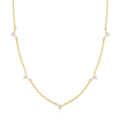Dainty Silver Gold Necklaces for Women Cute Station Choker Simulated Diamond Necklace Simple Layering CZ Necklace Trendy Jewelry Gifts - color: Gold, style: 5pcs Flower-Shaped CZ