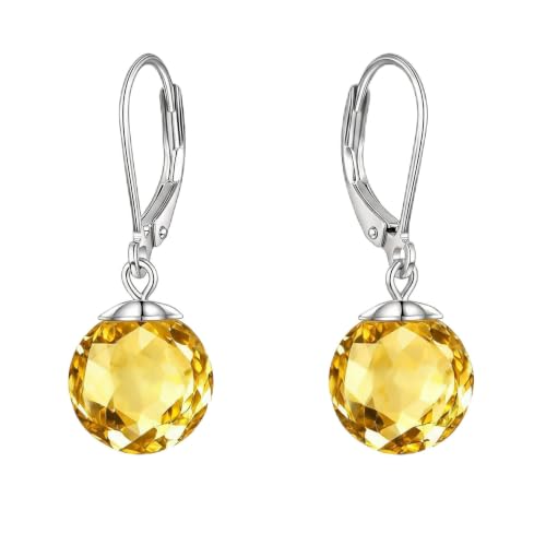Pearl Leverback Earrings for Women Dangle Round Gemstone Earrings Birthstone Jewelry Gift Anniversary for Her - color: 11 November birthstone