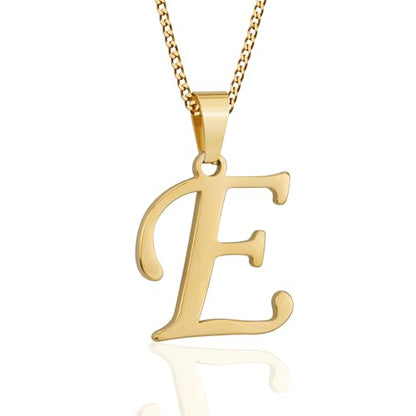 Suweibuke Initial Necklace for Men Women Boys Girls, 18K Gold Plated 26 Letters Pendant Necklace, Personalized Jewelry Gifts - color: Gold--1E