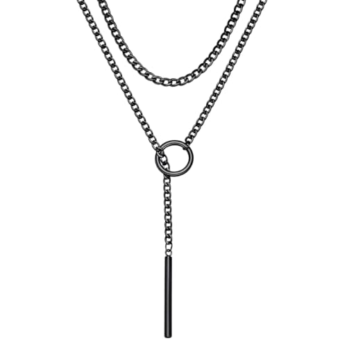 Lariat Y Necklaces Wrap Choker Necklace for Women - Stainless Steel Slip Chain Gothic Black Choker Necklace, Punk Rock Collar Jewelry Gothic Accessories Halloween Wedding Chains