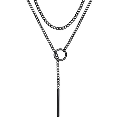 Lariat Y Necklaces Wrap Choker Necklace for Women - Stainless Steel Slip Chain Gothic Black Choker Necklace, Punk Rock Collar Jewelry Gothic Accessories Halloween Wedding Chains