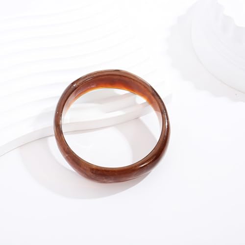 Chunky Acrylic Bangles Bracelets For Women Geometric Acrylic Resin Acetate Mottled Wide Bangle Bracelet Statement Colorful Bangles for Party - color: 02-coffee bangle