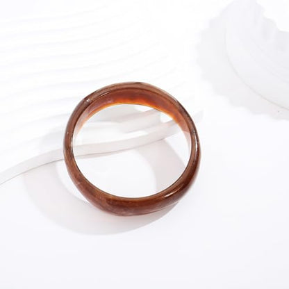 Chunky Acrylic Bangles Bracelets For Women Geometric Acrylic Resin Acetate Mottled Wide Bangle Bracelet Statement Colorful Bangles for Party - color: 02-coffee bangle