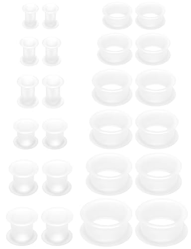 6G-25mm Thin & Thick Silicone Ear Gauges Stretching Kit Flexible Tunnels Plugs for Ear Expander Gauge Earlets Plug Set Gauges Kit - style: Thick Clear-Mix Size-6G-25mm