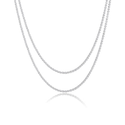Herringbone Choker Necklace Set Double Layer Snake Chain Herringbone Chain Necklace Layering Necklace Set Cuban Chain Necklace for Women - style: 2Layered Shiny Rope Chain-SL