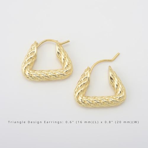 RENAIZ Dainty Lightweight Hoop & Stud Earrings for Women – 14K Gold Plated & Rhodium Plated, Minimalist Geometric Hypoallergenic Jewelry, Tiny Dainty Everyday Studs and Hoops - color: Yellow Gold, style: Triangle Design