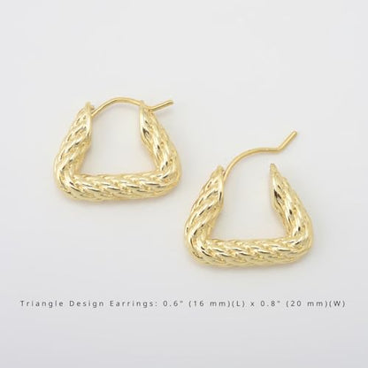 RENAIZ Dainty Lightweight Hoop & Stud Earrings for Women – 14K Gold Plated & Rhodium Plated, Minimalist Geometric Hypoallergenic Jewelry, Tiny Dainty Everyday Studs and Hoops - color: Yellow Gold, style: Triangle Design