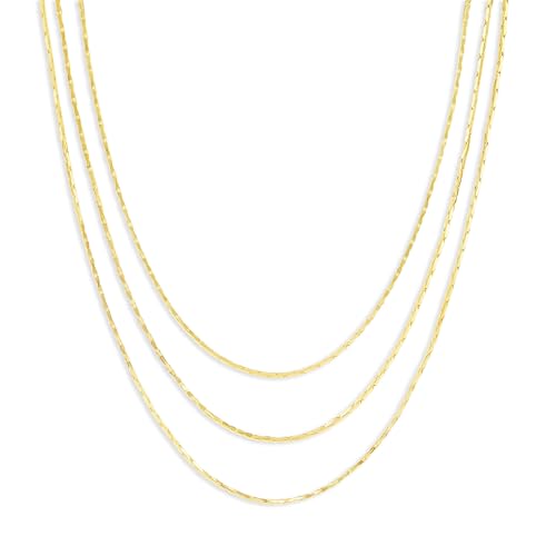 Milla Triple Necklaces for Women, Trendy Trpiple Chain Necklace Set | Stylish Gold Necklace Stack and Silver Layered Necklaces for Women made with 14K Gold Plated and Silver Plated Materials - color: Triple Snake Chain / Gold