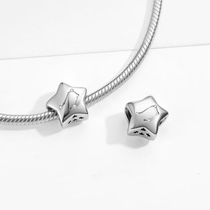 Constellation Charm 925 Sterling Silver Birthstone Bead for Pandora Charms Bracelet-Gift for Anniversary Birthday Christmas Day - color: Libra A