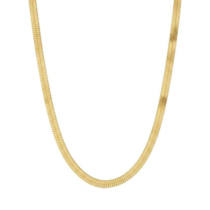 Herringbone Chain Necklace for Women Men 18K Gold Over Italian 925K Stamped Solid Sterling Silver, 3.4mm-5.5mm-7mm-9.4mm-11mm Wide Flat Snake Chain, Made in Italy - size: 22 Inch, style: WIDTH - 5.5MM