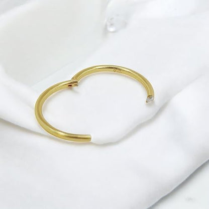925 Sterling Silver Solid Infinity Sleeper Hinged Hoop Earrings Nose Ring Tragus 18G 8mm 10mm 12mm 14mm Women Men Hypoallergenic Body Jewelry Silver or Gold - style: Gold 14mm