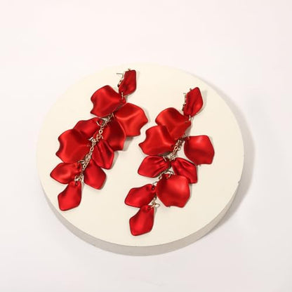 MOLOCH Flower Jewelry Sets for Women Rose Flower Petal Necklace Earrings Bracelets Set Layered Statement Accessories Summer Beach Party Jewelry Gifts - color: Red