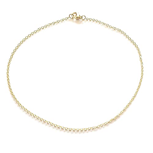 10 Inch Minimalist Anklet Plated Gold Fine Link Stainless Steel Chain Stylish Cable Style Ankle Bracelet Gift Boxed