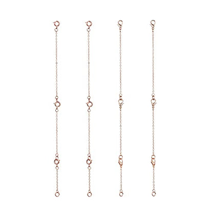 Softones 12-18Pcs Ankle Bracelets Extenders-Extension for Womens Jewelry(1 2 3 Inch),with Lobster Clasp and O-Clasp from Gold Silver Rose Gold - color: D:Rose Goldr 6-Lobster clasp 6-O-clasp