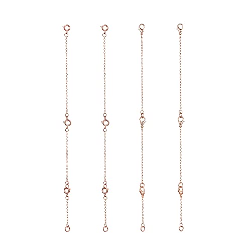 Softones 12-18Pcs Ankle Bracelets Extenders-Extension for Womens Jewelry(1 2 3 Inch),with Lobster Clasp and O-Clasp from Gold Silver Rose Gold - color: D:Rose Goldr 6-Lobster clasp 6-O-clasp