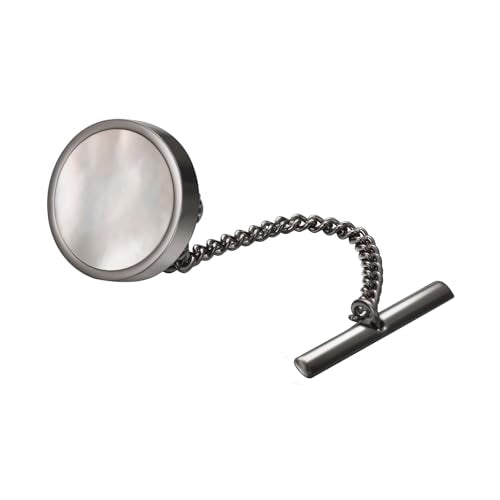 Mother of Pearl Tie Tack for Men Gold Black Silver Simple White Shell Tie Pin Clip Party Suit Jewelry Gift - color: Black
