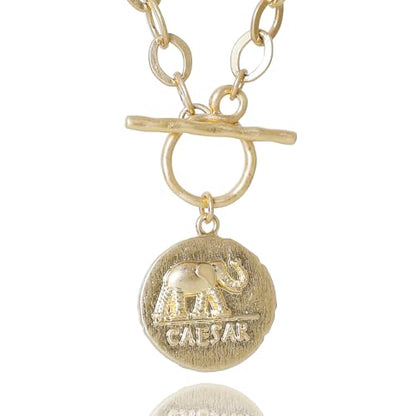 MISS SECRET Chunky Gold Necklaces for Women Coin Statement Necklace Antique Silver and Gold Chain Thick Toggle Pendant Trendy Fashion Jewelry - style: Worn Gold