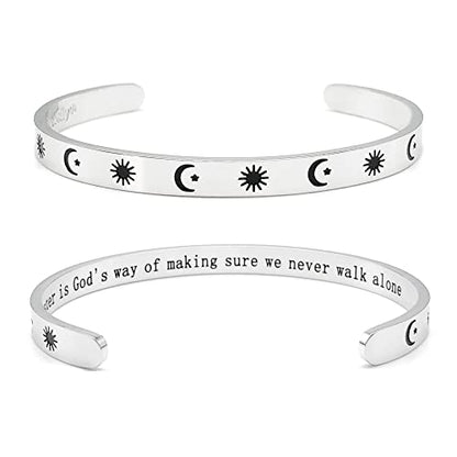 Dczosily Inspirational Bracelets for Women Stainless Steel Cuff Bracelet Engraved Jewelry Motivational Bangles Personalized Gifts for Best Friend/Mom - style: Sister-A sister is God's way of making sure we never walk alone