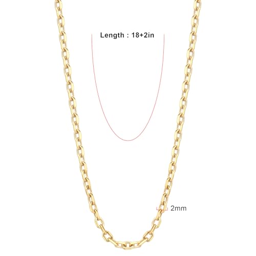 24PCS Gold Rolo Cable Necklace Chain for Jewelry Making 2MM 18K Gold PVD Plated Stainless Steel Cable Link Chains Bulk for DIY Necklaces - color: gold(2mm/ 18 inches)