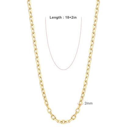 24PCS Gold Rolo Cable Necklace Chain for Jewelry Making 2MM 18K Gold PVD Plated Stainless Steel Cable Link Chains Bulk for DIY Necklaces - color: gold(2mm/ 18 inches)