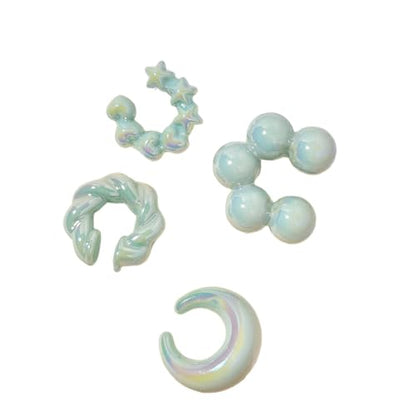 Chunky Resin Ear Cuffs Earrings for Women 4Pcs Colorful Non Piercing Clip On Cartilage Hoop Earrings Trendy Jewelry - color: Green