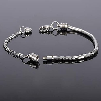 TGLS Women European Charm Bracelet Stainless Steel 3mm Snake Chain Bracelets Fits Charms Bead - style: 7 Inches