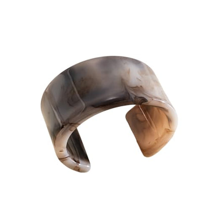 Colorful Acrylic Resin Open Bracelet Geometric Simple Transparent Tortoiseshell Acetate Plate Cuff Bangle Lightweight Chunky Thick Thin Wide Face Plastic Bracelet for Women Jewelry - color: A light coffee