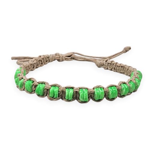 BlueRica Hemp Anklet with Puka Shell Beads - style: Lime Green