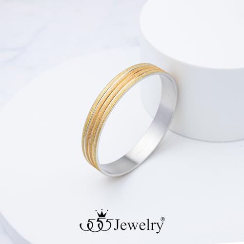 555Jewelry 12mm Wide Stainless Steel Solid Slip On Bangle Bracelet for Women With Small Wrist - color: Sandblast Multicolor (Large)